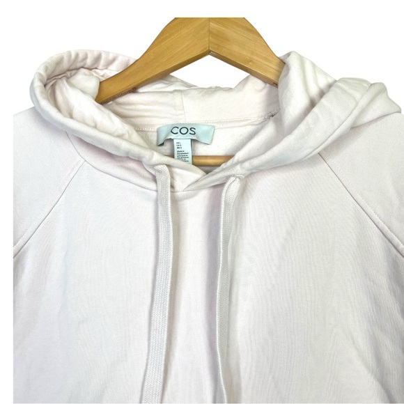 COS Sweatshirt Hoodie Women Large Long Sleeve Raglan Drawstring Side Slit Pink - Picture 4 of 11